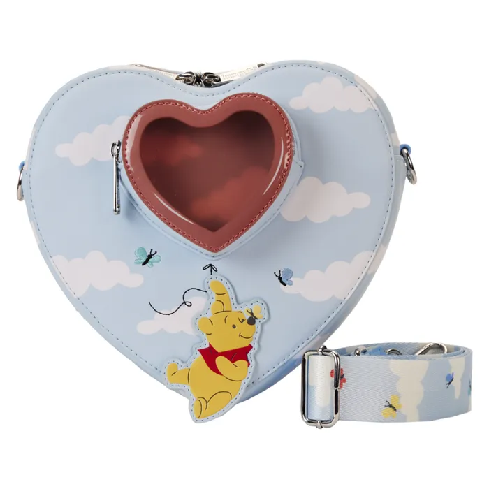 Winnie The Pooh and Friends Floating Balloons Heart Figural Crossbody Bag Unisex Loungefly Crossbody Bags Winnie The Pooh and Friends Floating Balloons Heart Figural Crossbody Bag Unisex Loungefly Crossbody Bags