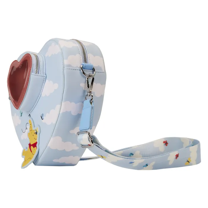 Winnie The Pooh and Friends Floating Balloons Heart Figural Crossbody Bag Unisex Loungefly Crossbody Bags Winnie The Pooh and Friends Floating Balloons Heart Figural Crossbody Bag Unisex Loungefly Crossbody Bags