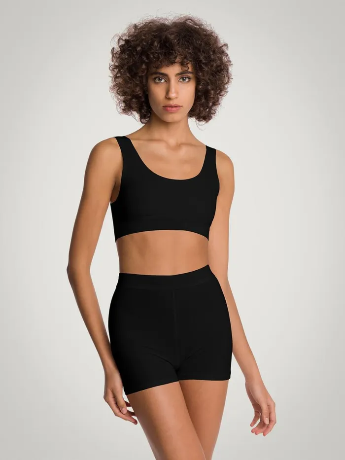 Wolford Beauty Cotton Crop Top Bra Black Women Bras
