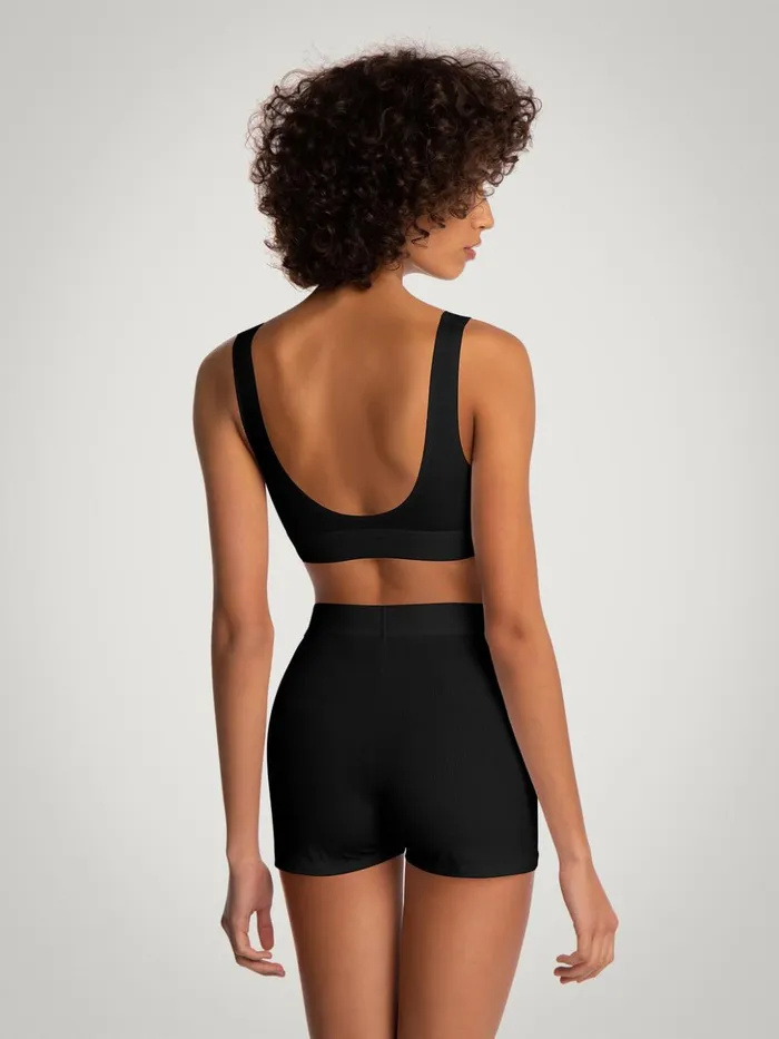 Wolford Beauty Cotton Crop Top Bra Black Women Bras