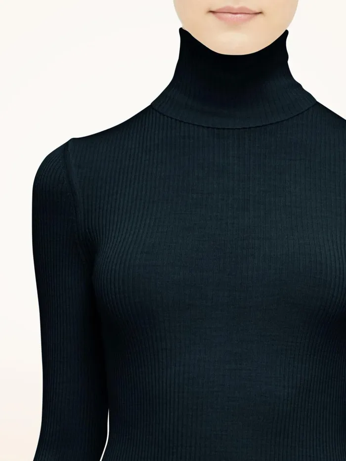 Wolford Merino Fine Rib Top Long Sleeve Deep Night Women Longsleeved Tops