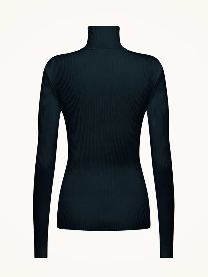 Wolford Merino Fine Rib Top Long Sleeve Deep Night Women Longsleeved Tops