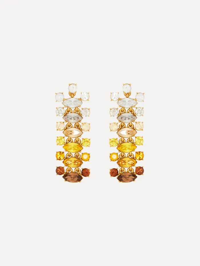 Women Abstract Branch Earrings Topaz Multi Oscar De La Renta Earrings