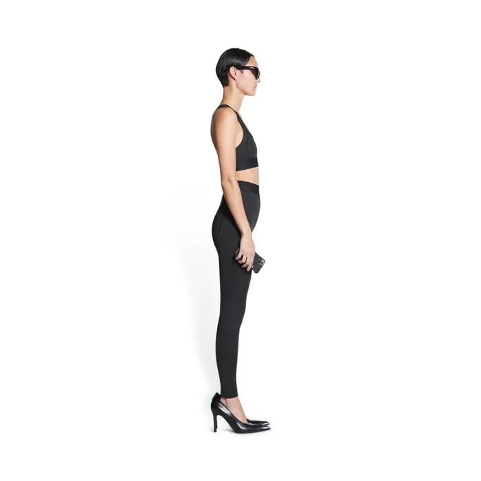 Women Activewear Balenciaga 3b Sports Icon Athletic Leg Cut Leggings In Black