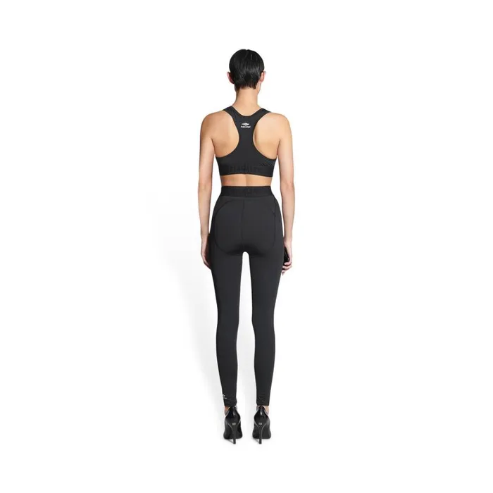Women Activewear Balenciaga 3b Sports Icon Athletic Leg Cut Leggings In Black