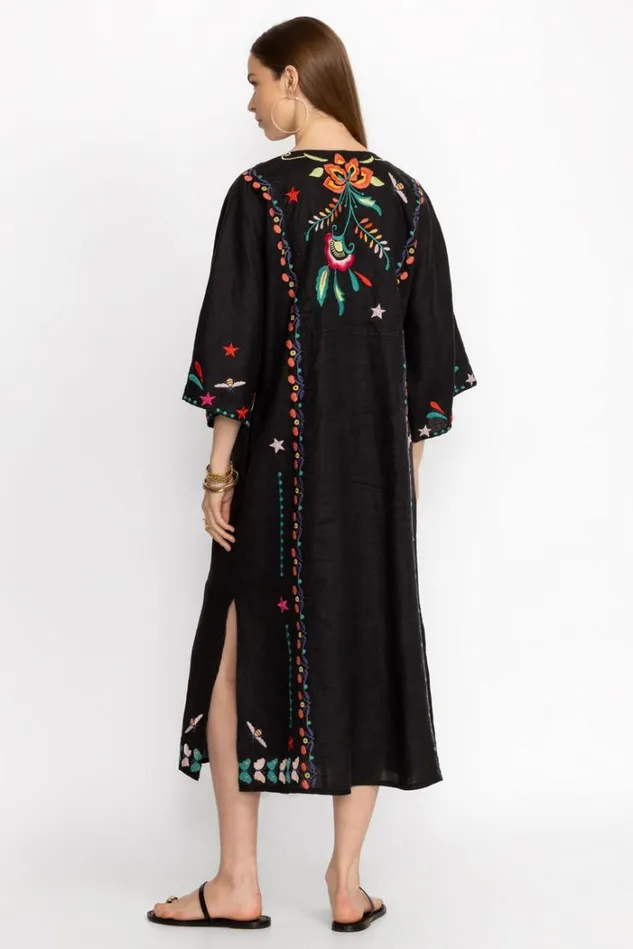 Women AVERI LINEN KAFTAN Black Johnny Was Dresses Women AVERI LINEN KAFTAN Black Johnny Was Dresses
