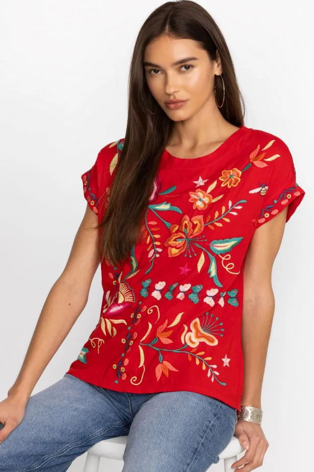 Women AVERI RELAXED TEE Racer Red Johnny Was Tops