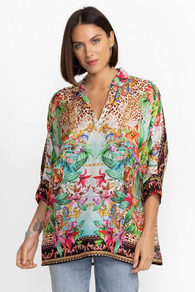 Women AVIINA TUNIC Miller Tigre Scarf Print Johnny Was Tops Women AVIINA TUNIC Miller Tigre Scarf Print Johnny Was Tops