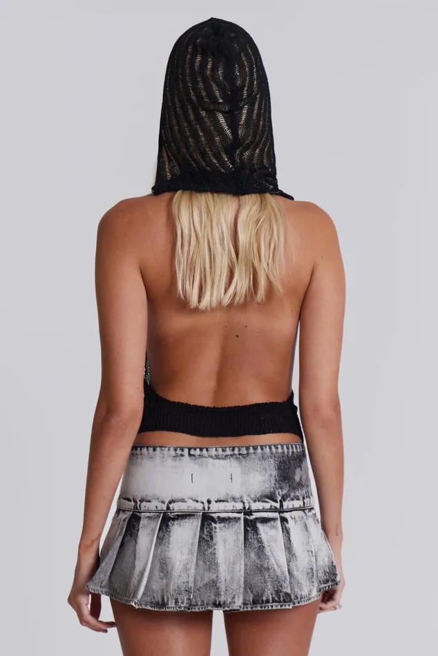 Women Backless Sheer Stripe Knit Top Jaded London Knitwear