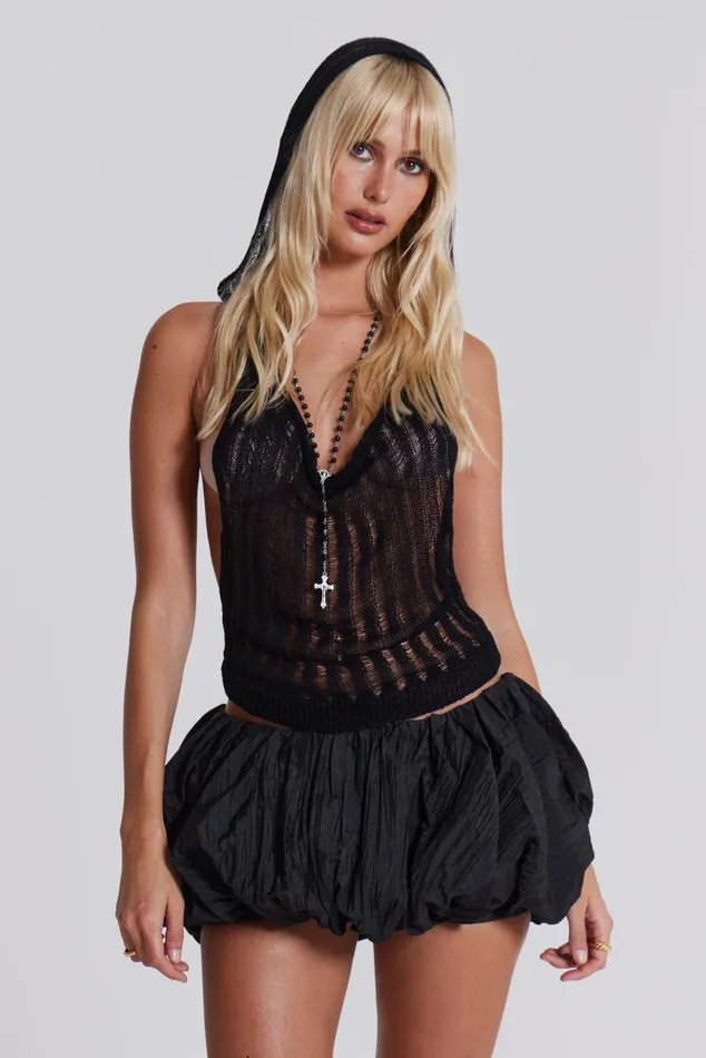 Women Backless Sheer Stripe Knit Top Jaded London Knitwear