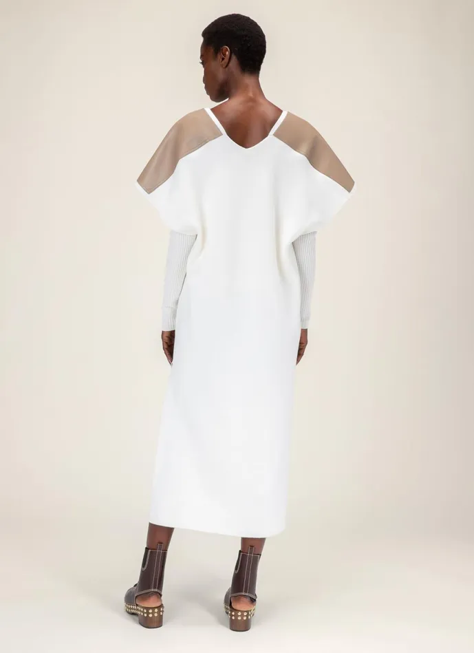 Women Bally Dresses And Skirts Kaftan Dress 8211 Wool Dress In White