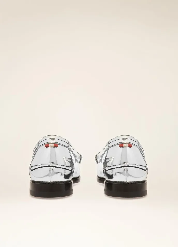 Women Bally Flats and Moccasins Coelo 8211 Leather Moccasins In Silver