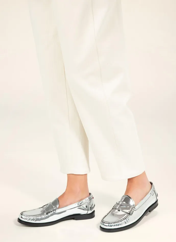 Women Bally Flats and Moccasins Coelo 8211 Leather Moccasins In Silver