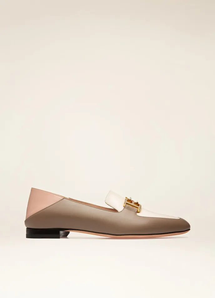 Women Bally Flats and Moccasins Ellah Flat 8211 Leather Loafers In Taupe Bone and Blush Pink
