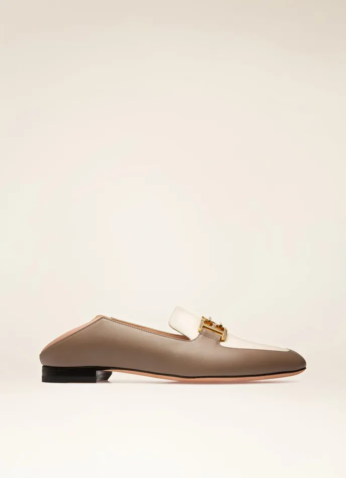 Women Bally Flats and Moccasins Ellah Flat 8211 Leather Loafers In Taupe Bone and Blush Pink