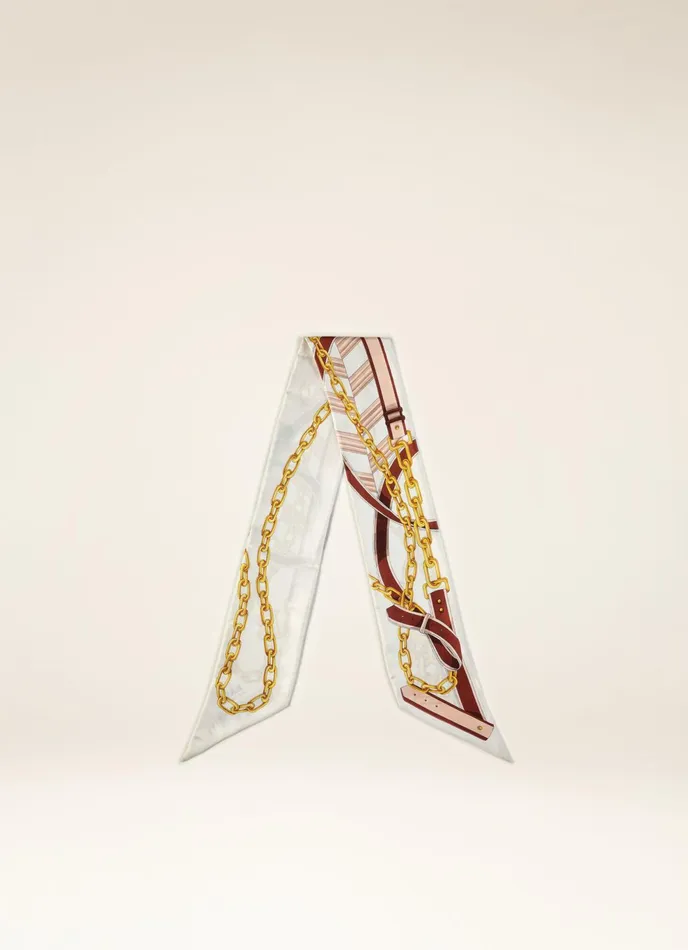 Women Bally Scarves BChain Bandeau 8211 Silk Scarf In Bone