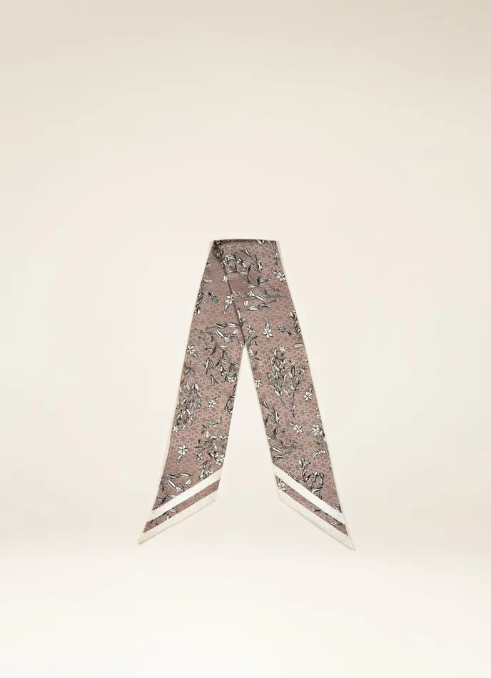 Women Bally Scarves Floral Bandeau 8211 Silk Scarf In Taupe