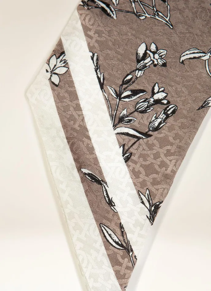 Women Bally Scarves Floral Bandeau 8211 Silk Scarf In Taupe