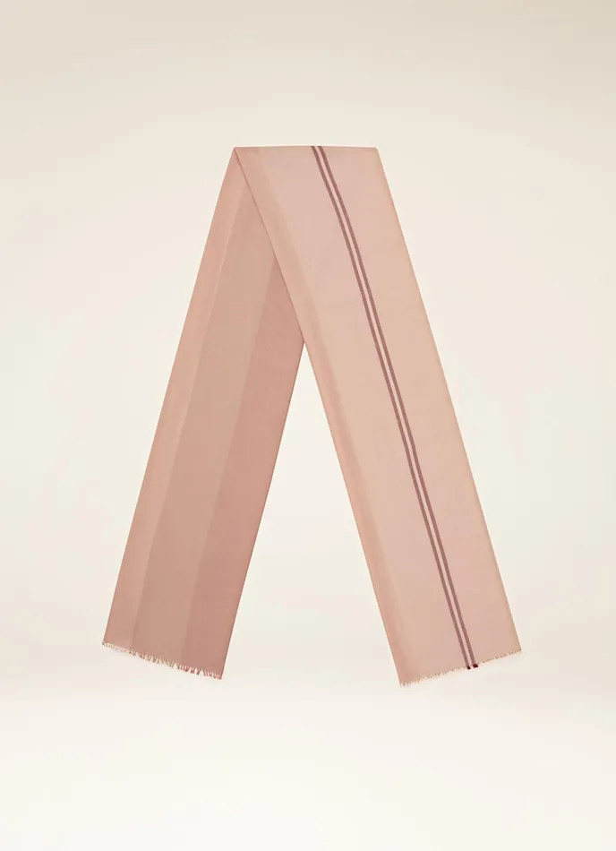 Women Bally Scarves Striped Scarf 8211 Merino Wool and Silk Mix Accessory In Blush Pink