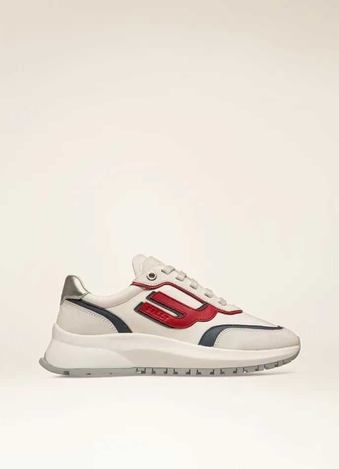 Women Bally Sneakers Demmy 8211 Leather Sneakers In White Red and Blue
