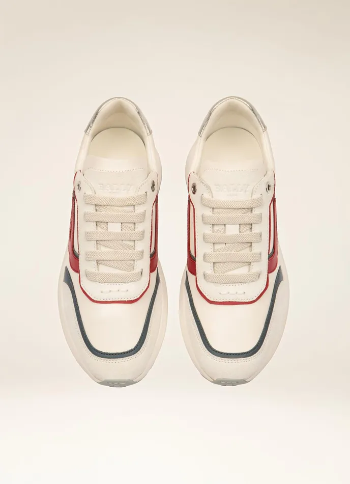 Women Bally Sneakers Demmy 8211 Leather Sneakers In White Red and Blue