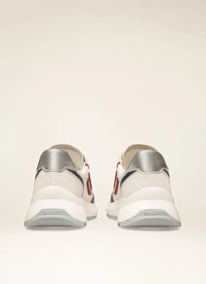 Women Bally Sneakers Demmy 8211 Leather Sneakers In White Red and Blue