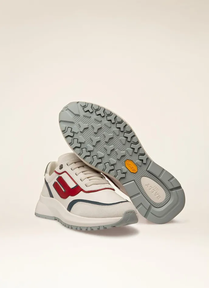 Women Bally Sneakers Demmy 8211 Leather Sneakers In White Red and Blue