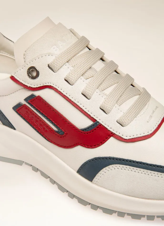 Women Bally Sneakers Demmy 8211 Leather Sneakers In White Red and Blue