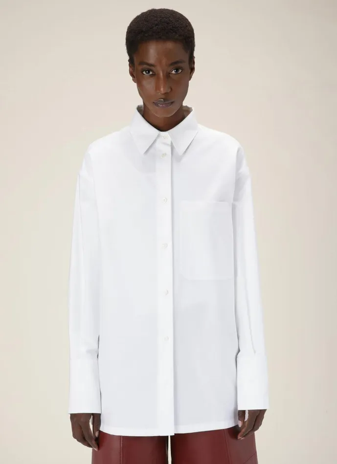 Women Bally Tops LongSleeve Shirt 8211 Cotton Top In White
