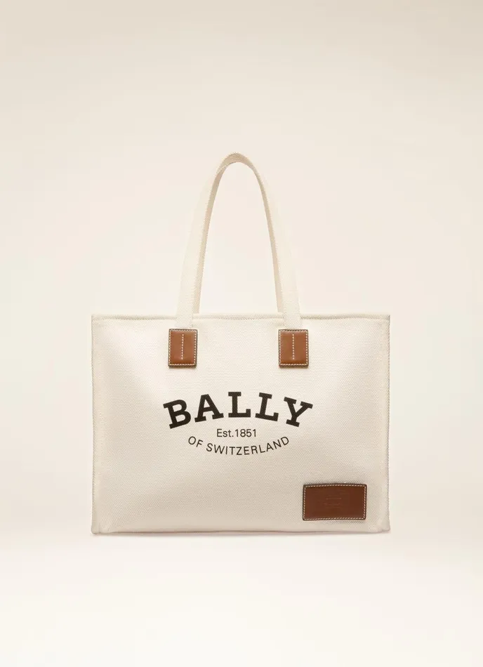 Women Bally Tote Bags Crystalia 8211 Fabric Tote In Natural