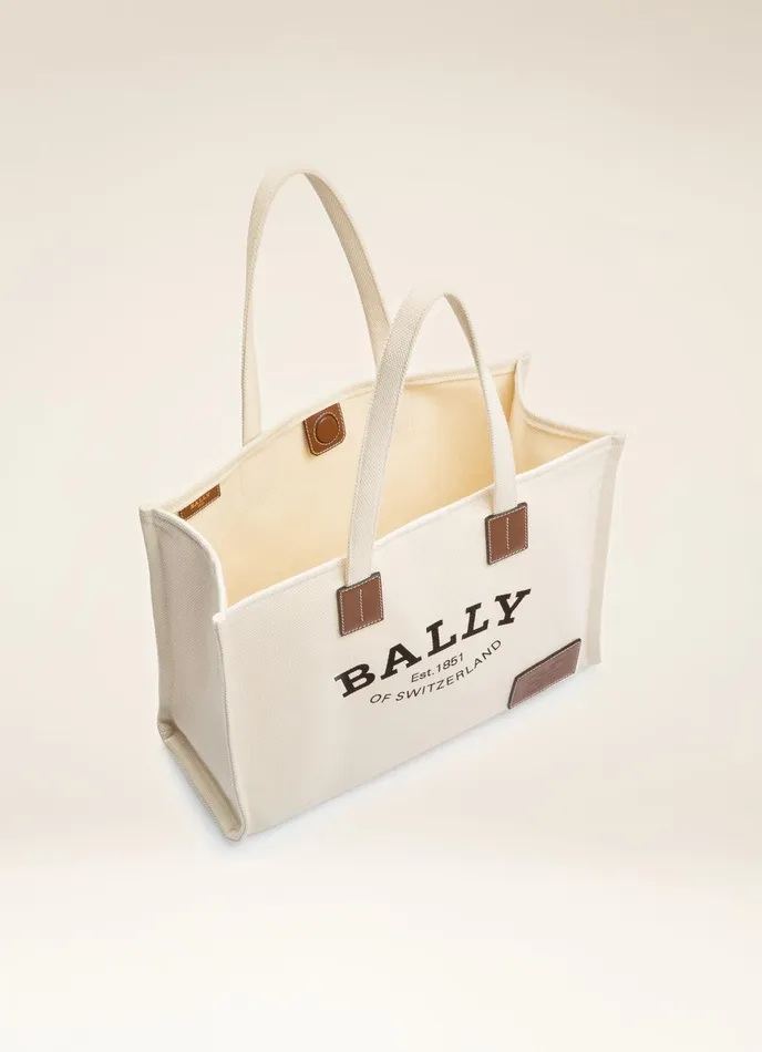 Women Bally Tote Bags Crystalia 8211 Fabric Tote In Natural