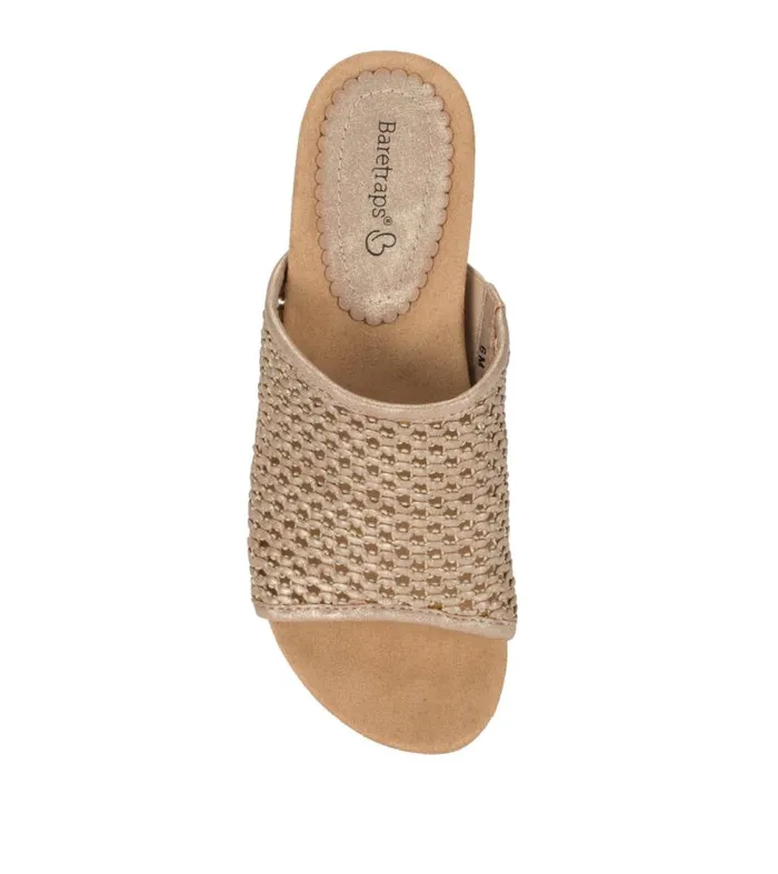 Women Baretraps Slides and Slip On Sandals Flossey Wedge Slide Sandal Soft Gold Women Baretraps Slides and Slip On Sandals Flossey Wedge Slide Sandal Soft Gold