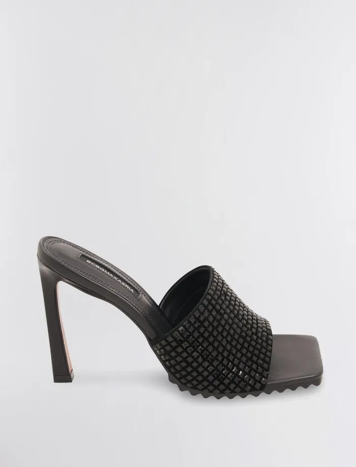 Women BCBG Shoes Porsha Slide Heel Black Sequins