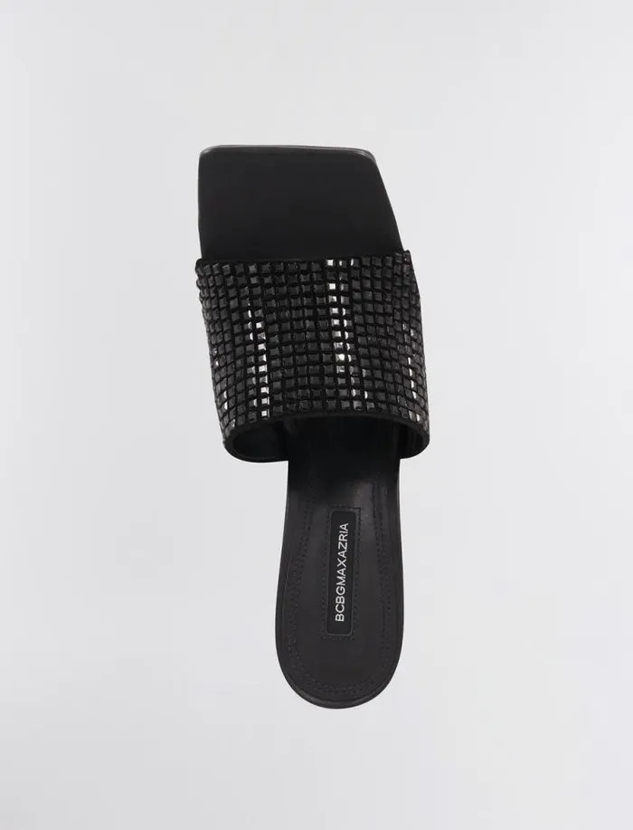 Women BCBG Shoes Porsha Slide Heel Black Sequins