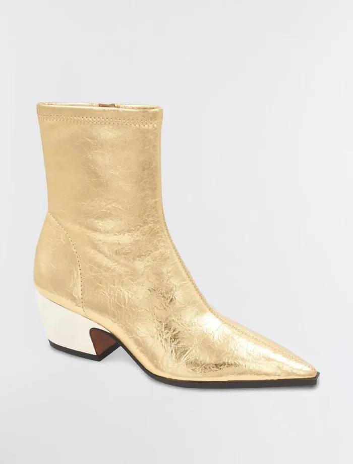 Women BCBG Shoes Seriba Mid Heel Bootie Gold