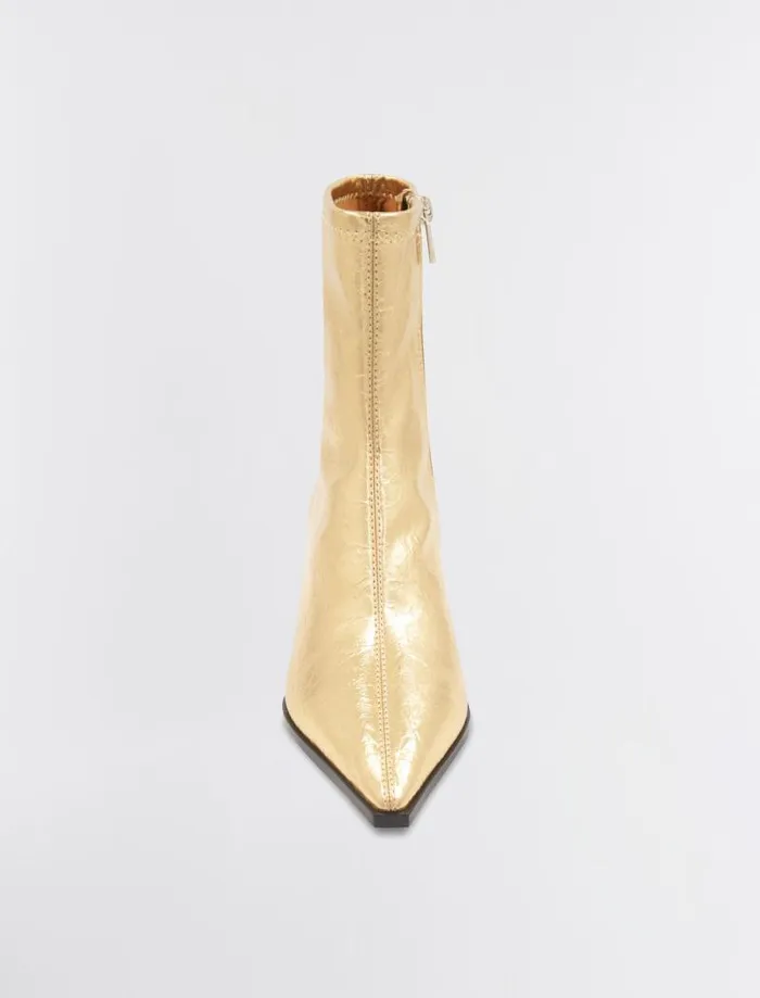Women BCBG Shoes Seriba Mid Heel Bootie Gold