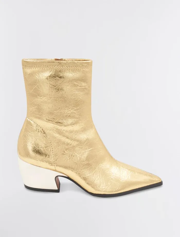 Women BCBG Shoes Seriba Mid Heel Bootie Gold