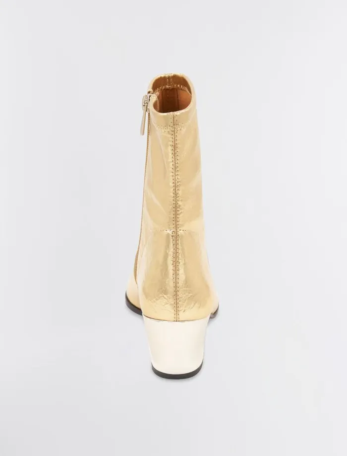 Women BCBG Shoes Seriba Mid Heel Bootie Gold