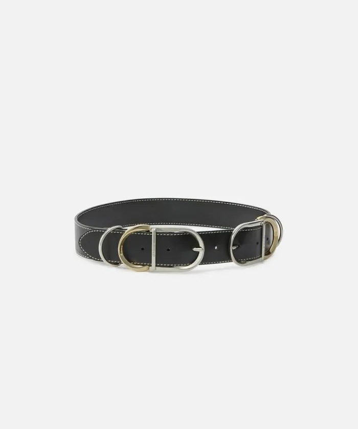 Women Belts Pinko Leather Belt With Multiple Metal Loops 4cm Blackmix Gal Gold Nikel Women Belts Pinko Leather Belt With Multiple Metal Loops 4cm Blackmix Gal Gold Nikel