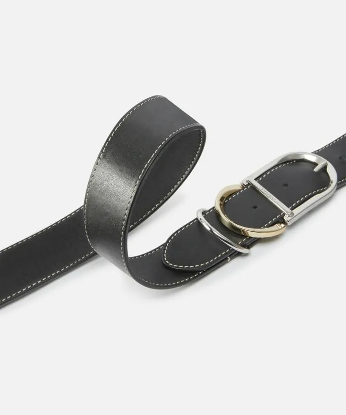 Women Belts Pinko Leather Belt With Multiple Metal Loops 4cm Blackmix Gal Gold Nikel Women Belts Pinko Leather Belt With Multiple Metal Loops 4cm Blackmix Gal Gold Nikel
