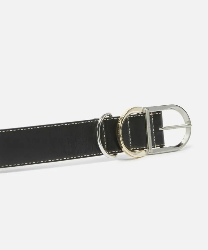 Women Belts Pinko Leather Belt With Multiple Metal Loops 4cm Blackmix Gal Gold Nikel Women Belts Pinko Leather Belt With Multiple Metal Loops 4cm Blackmix Gal Gold Nikel