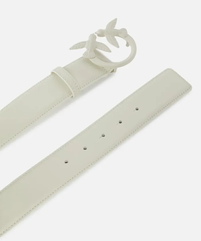 Women Belts Pinko Love Birds High Colourblock Leather Belt 4cm White Whiteblock Colour Women Belts Pinko Love Birds High Colourblock Leather Belt 4cm White Whiteblock Colour