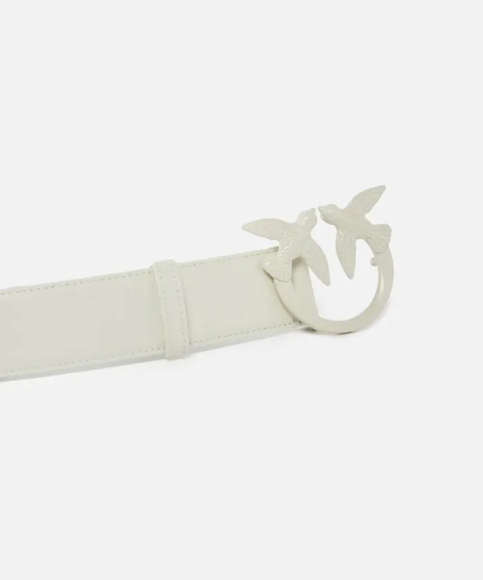 Women Belts Pinko Love Birds High Colourblock Leather Belt 4cm White Whiteblock Colour Women Belts Pinko Love Birds High Colourblock Leather Belt 4cm White Whiteblock Colour