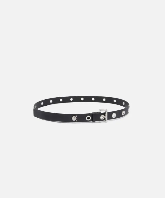 Women Belts Pinko Monogramprint Belt With Eyelets 3cm Limo Blackshiny Nickel Women Belts Pinko Monogramprint Belt With Eyelets 3cm Limo Blackshiny Nickel