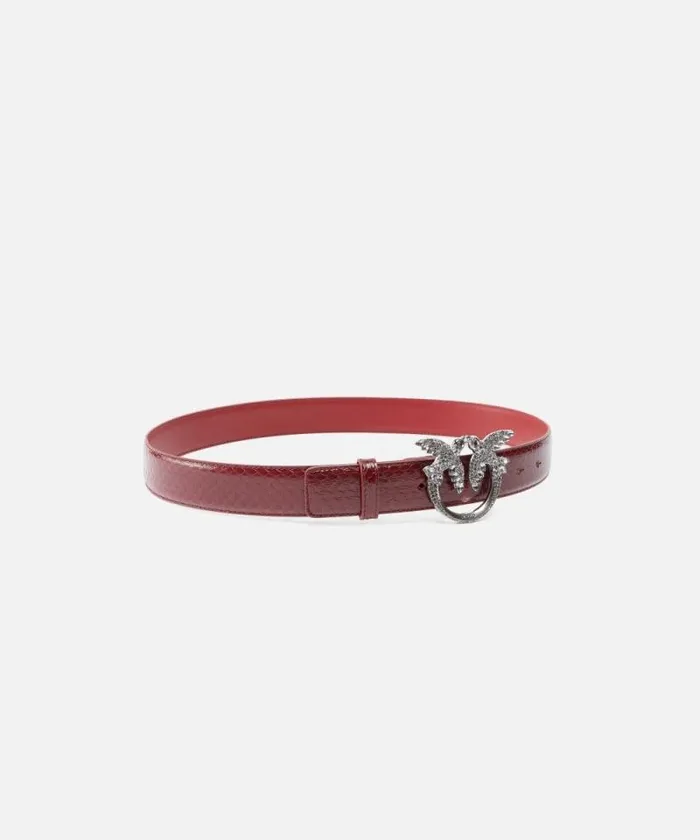 Women Belts Pinko PINKO Galleria 3cm Belt In Glossy Python Skin Cordovan Tanold Silver Women Belts Pinko PINKO Galleria 3cm Belt In Glossy Python Skin Cordovan Tanold Silver