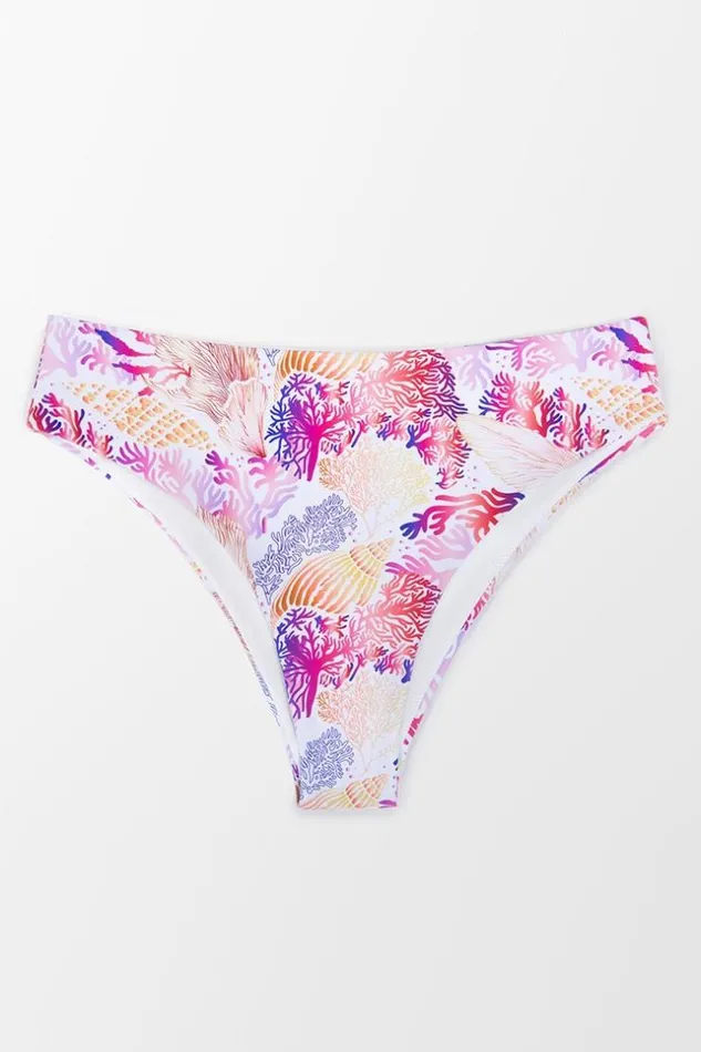 Women Bikini Bottoms Cupshe Octavia Coral Print Bikini Bottom Multicolor