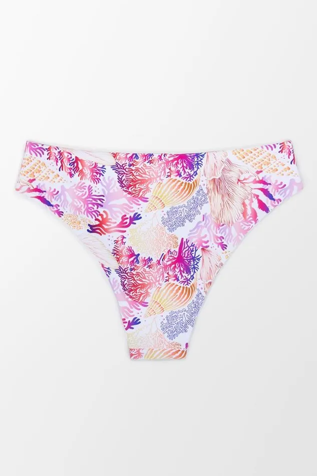 Women Bikini Bottoms Cupshe Octavia Coral Print Bikini Bottom Multicolor
