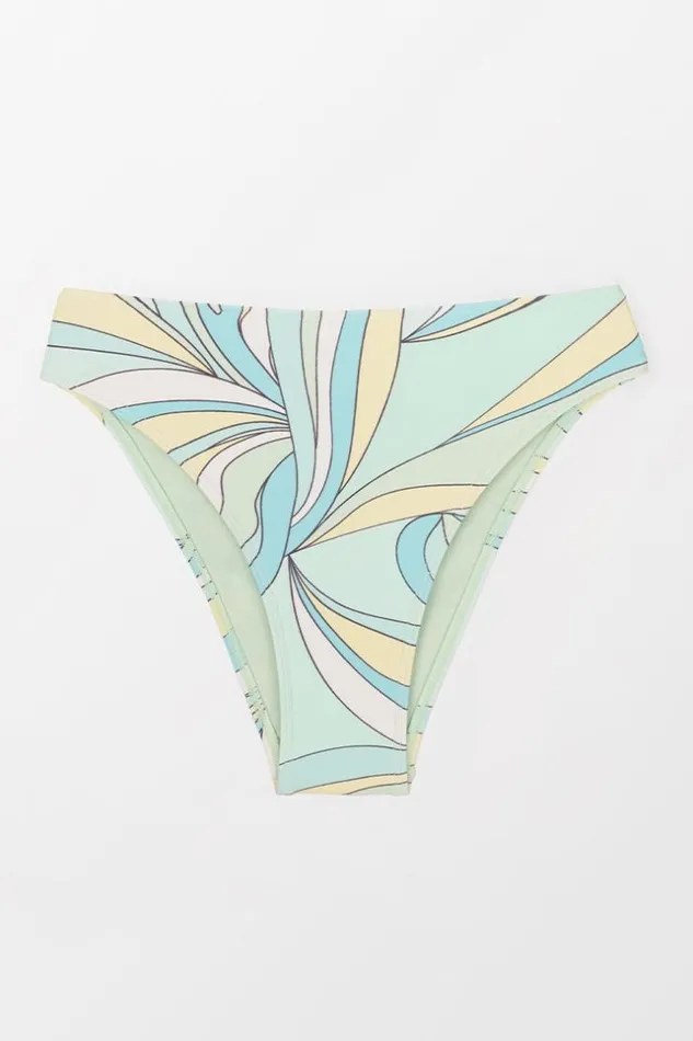 Women Bikini Bottoms Cupshe Retro Dreaming Cheeky High Leg High Waist Bikini Bottom Green