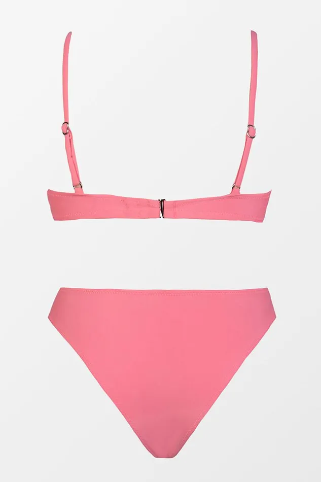 Women Bikini Sets Cupshe Beach Party Underwire Bandeau And Cheeky Hipster Bikini Set Pink