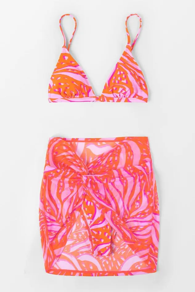 Women Bikini Sets Cupshe Street Art Triangle Adjustable Straps Bikini Set Multicolor